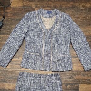 Pendleton Blue and White Tweed Blazer